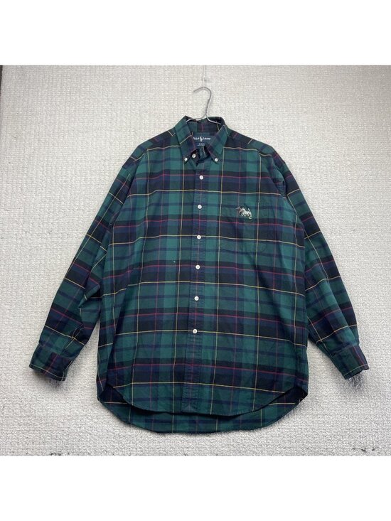 Polo Ralph Lauren Other - VTG Polo Ralph Lauren Blake Dress Plaid Shirt Terriers Dogs Embroidery Men Sz M